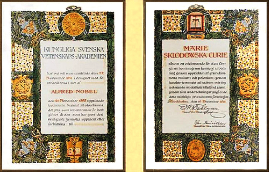 diploma nobel de marie curie